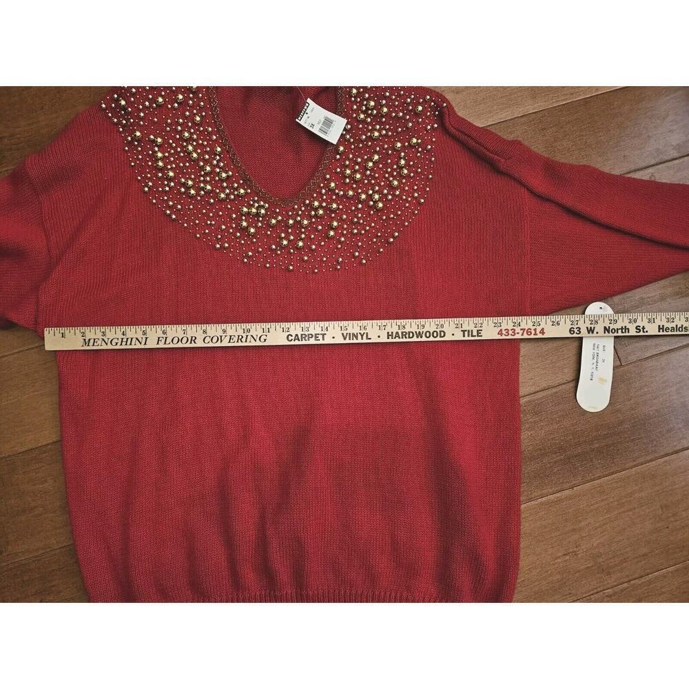 NWT Vintage Victoria Women’s Size 3XL Sweater Beading Knit Red Holiday - Picture 8 of 11